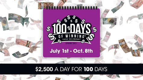 100 Days of Winning Cash Calendar .